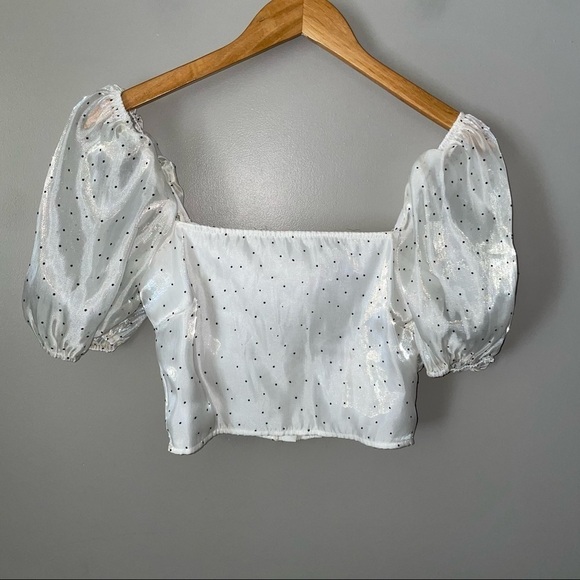 NWT Misguided Puff Sleeve Crop Top - Picture 3 of 10